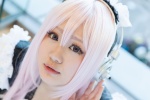 apron cosplay hairband ichiru maid maid_uniform nitro_super_sonic pink_eyes pink_hair super_soniko rating:Safe score:0 user:pixymisa