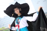 ari cape cosplay nagato_yuki sailor_uniform school_uniform silver_hair suzumiya_haruhi_no_yuuutsu wand witch_hat rating:Safe score:0 user:nil!