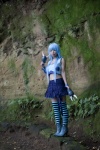 asakura_kana blue_hair cosplay croptop gundam msm-07_z'gok pleated_skirt skirt striped tank_top thighhighs zettai_ryouiki rating:Safe score:0 user:nil!