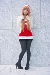 black_legwear cardigan crinoline dress mei pantyhose pink_hair santa_costume stocking_cap rating:Safe score:3 user:pixymisa