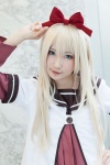 blonde_hair blue_eyes cosplay dress hairbow hiokichi jacket school_uniform toshino_kyoko yuruyuri rating:Safe score:0 user:pixymisa
