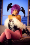 akumania bodysuit boots cosplay detached_sleeves head_wings lilith_aensland pantyhose purple_hair vampire_(game) rating:Safe score:1 user:nil!