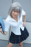 cosplay fan itsuka natsume_maya school_uniform silver_hair tenjou_tenge unbuttoned rating:Safe score:0 user:darkgray