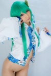 blouse bottomless cosplay detached_sleeves green_hair kochiya_sanae lenfried open_clothes touhou rating:Questionable score:2 user:nil!