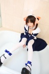 apron asazumi_yuumi bathroom bathtub choker cleavage cosplay dress hairband hair_ribbons maid maid_uniform sara_francis thighhighs wataridori_ni_yadorigi_wo rating:Safe score:0 user:nil!