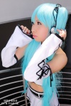 aqua_hair cosplay detached_sleeves hair_ribbons hatsune_miku microphone miniskirt nei project_diva skirt twintails vocaloid rating:Safe score:0 user:pixymisa