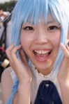 2channel amaguri_irufu bisuke-tan blue_hair cosplay dress sleeveless twin_braids rating:Safe score:0 user:pixymisa