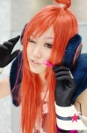 ahoge cosplay default_costume dress elbow_gloves gloves headset nachiko red_hair sf-a2_miki striped vocaloid rating:Safe score:1 user:nil!