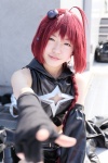 braid cosplay croptop fingerless_gloves gloves keyhole kurosaki_mea mituki ponytail red_hair shorts skirt_train to_love-ru_darkness rating:Safe score:0 user:pixymisa