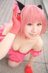 animal_ears cat_ears cleavage cosplay garter momomiya_ichigo pink_hair saki tail tokyo_mew_mew rating:Safe score:0 user:nil!