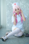 cosplay dress guilty_crown kuuta nurse nurse_cap nurse_uniform pink_hair stethoscope thighhighs yuzuriha_inori zettai_ryouiki rating:Safe score:2 user:nil!