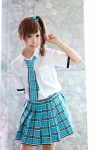 cosplay futami_mami ibuki_iyoko idolmaster pleated_skirt school_uniform side_ponytail skirt tie rating:Safe score:0 user:pixymisa