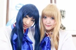 blonde_hair blue_hair cosplay hairbow kanon_(series) kawasumi_mai kurata_sayuri saya school_uniform tsugihagi_mishin rating:Safe score:0 user:nil!