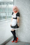 alicetene- apron black_legwear collar cosplay dress maid maid_uniform original pink_hair thighhighs zettai_ryouiki rating:Safe score:3 user:nil!