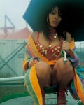 bikini_top circus cleavage kawamura_yukie miss_actress open_robe rain robe sequins swimsuit umbrella rating:Safe score:1 user:nil!