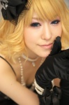 aoi_yuma blonde_hair choker cosplay dress elbow_gloves fishnet_pantyhose gloves hairbow original pantyhose rating:Safe score:0 user:nil!
