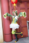 boots cosplay detached_sleeves double_bun green_legwear hello!_aki_love_live!_ichi itsuki_akira koizumi_hanayo love_live!_school_idol_project miniskirt skirt thighhighs vest zettai_ryouiki rating:Safe score:0 user:nil!
