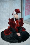 bow bowtie cosplay dress hat k kushina_anna pink_eyes sasa white_hair rating:Safe score:0 user:pixymisa