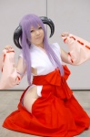 cosplay detached_sleeves hanyuu higurashi_no_naku_koro_ni horns miko pantyhose purple_hair yuzuko rating:Safe score:0 user:nil!
