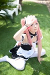 apron cosplay dress hairband maid maid_uniform original pink_eyes pink_hair taku_junichi thighhighs wristband rating:Safe score:2 user:pixymisa