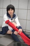 cosplay ga-rei_zero katana kneesocks pleated_skirt sailor_uniform school_uniform skirt sword tsuchimiya_kagura umitsuki_ryou rating:Safe score:0 user:nil!