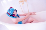 aqua_hair bathroom bathtub bikini cosplay hatsune_miku headset mashiro_yuki project_diva swimsuit twintails vocaloid rating:Safe score:0 user:nil!