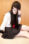 cosplay glasses kneesocks nachiko original pleated_skirt sailor_uniform school_uniform skirt rating:Safe score:2 user:nil!