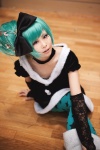 boots choker cosplay dress elbow_gloves fingerless_gloves gloves green_hair hairbow hatsune_miku pantyhose ryuga vocaloid rating:Safe score:4 user:nil!
