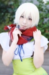 cosplay gakkou_gurashi! naoki_miki pleated_skirt riku sailor_uniform scarf school_uniform skirt suspenders white_hair rating:Safe score:0 user:nil!