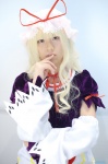 blonde_hair choker cosplay detached_sleeves dress hat popuri touhou yakumo_yukari rating:Safe score:0 user:nil!