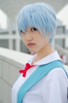 ameri ayanami_rei blue_hair cosplay neon_genesis_evangelion sailor_uniform school_uniform rating:Safe score:0 user:nil!