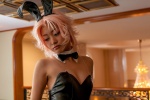 animal_ears bowtie bunny_ears bunny_outfit collar cosplay cuffs pink_hair riho senryo zone-00 rating:Safe score:0 user:pixymisa