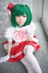 blouse cosplay gloves green_hair hayase_ami macross macross_frontier miniskirt ranka_lee skirt thighhighs top_hat twintails rating:Safe score:0 user:nil!