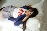 bed blazer blouse cosplay kneesocks k-on! nakano_azusa pleated_skirt school_uniform skirt tsukihana_rin twintails rating:Safe score:0 user:nil!