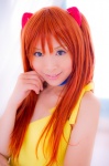 bed choker cosplay dress hair_pods mashiro_yuki neon_genesis_evangelion red_hair soryu_asuka_langley twintails rating:Safe score:0 user:nil!