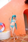 aqua_hair bikini cleavage cosplay hatsune_miku headset inner_tube mashiro_yuki project_diva swimsuit twintails vocaloid rating:Safe score:0 user:nil!