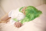 amamiya_eru bed bottomless cc code_geass cosplay dress_shirt green_hair pantyhose rating:Safe score:0 user:nil!