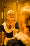 apron bathroom blonde_hair cat_(model) choker costume dress hairband maid maid_uniform mirror rating:Safe score:0 user:nil!