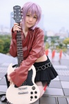 boots cosplay croptop guitar jacket kinoshita_natsume kneehighs nagato_yuki pantyhose pleated_skirt silver_hair skirt suzumiya_haruhi_no_yuuutsu rating:Safe score:0 user:nil!