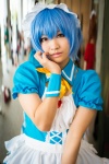 apron ayanami_rei blue_hair bowtie collar cosplay dress hairband maid maid_uniform neon_genesis_evangelion wristband yucchi rating:Safe score:0 user:pixymisa
