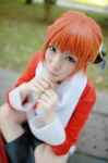 boots cosplay dress gintama hair_pods kagura orange_hair scarf tata rating:Safe score:0 user:nil!
