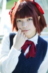 amami_haruka blouse cosplay hair_ribbons hana_(iii) idolmaster ribbon_tie sweater rating:Safe score:1 user:pixymisa