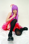 cosplay flower garter_belt namada original purple_hair qipao ruffles thighhighs zettai_ryouiki rating:Safe score:1 user:nil!