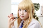 blonde_hair cosplay hairbow kanon_(series) kurata_sayuri makeup school_uniform tsugihagi_mishin rating:Safe score:0 user:nil!
