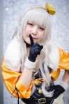 blouse choker cosplay gloves hairband idolmaster masaya pink_eyes pleated_skirt shijou_takane silver_hair skirt rating:Safe score:0 user:pixymisa