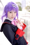 blazer blouse bowtie cosplay hair_clips little_busters! purple_hair richi saigusa_haruka school_uniform side_ponytail rating:Safe score:0 user:pixymisa