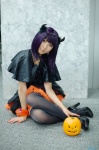 cosplay dress garters horns original purple_hair rinami thighhighs zettai_ryouiki rating:Safe score:2 user:nil!