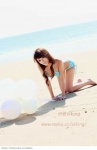 beach bikini cleavage ocean side-tie_bikini striped swimsuit yi_ran rating:Safe score:0 user:laiprouk