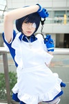 apron blue_hair boots cosplay eyepatch gloves handcuffs ikkitousen kneehighs maid maid_uniform namada pantyhose ryomou_shimei rating:Safe score:0 user:nil!
