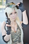 azumi baseball_cap blonde_hair camouflage cleavage cosplay fingerless_gloves gloves gun tagme_character tagme_series tank_top twintails rating:Safe score:1 user:nil!